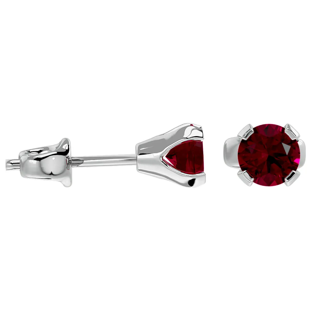 0.60 Carat Ruby Stud Earrings In 14 Karat White Gold Filled