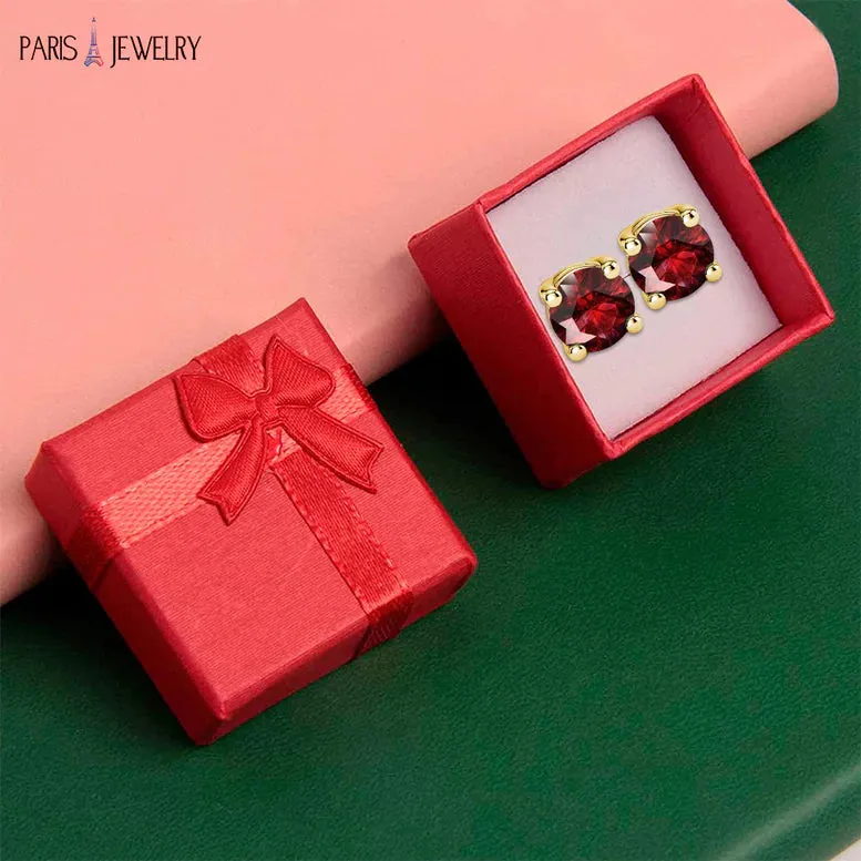 10k Yellow Gold Plated 3 Ct Round Created Ruby CZ Stud Earrings