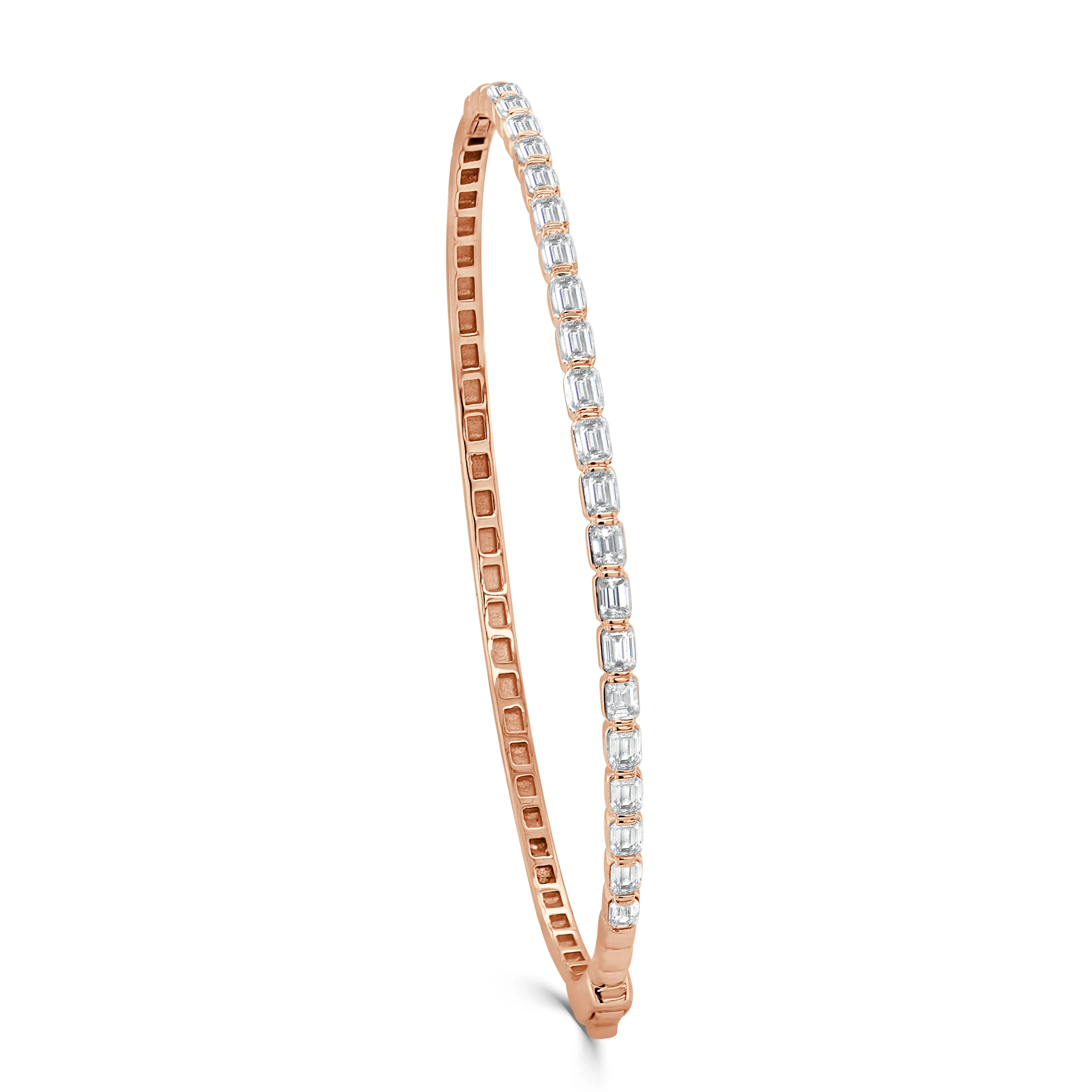14K Gold & Emerald-Cut Diamond Bangle - 1.59ct