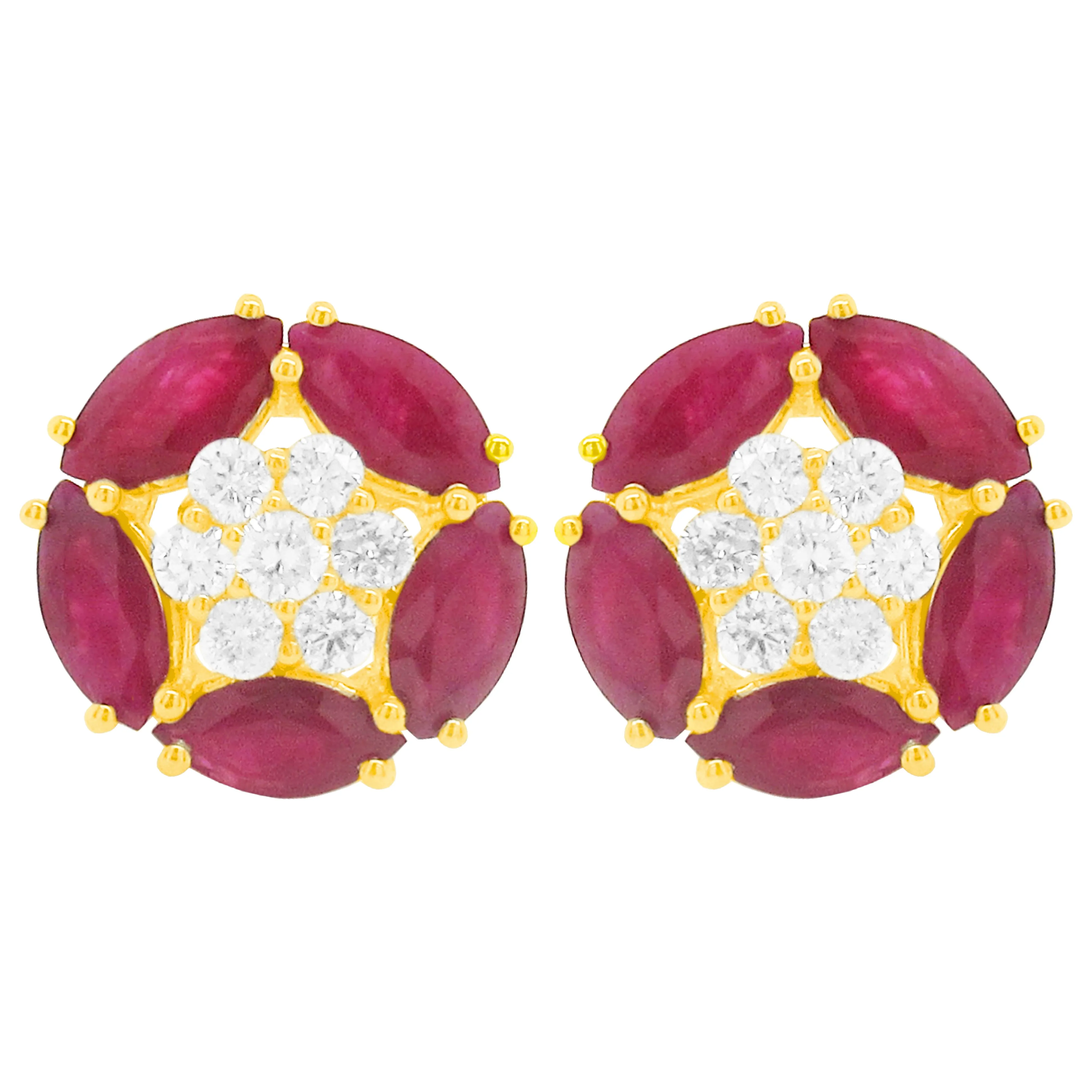 14K GOLD DIAMOND RUBY ELSA STUDS