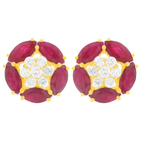 14K GOLD DIAMOND RUBY ELSA STUDS