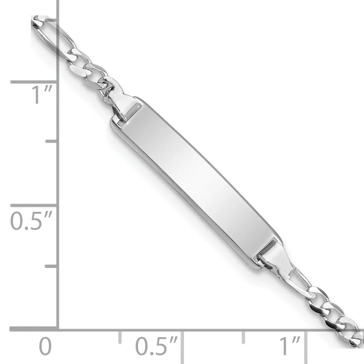 14K White Gold Children Figaro Link ID Bracelet
