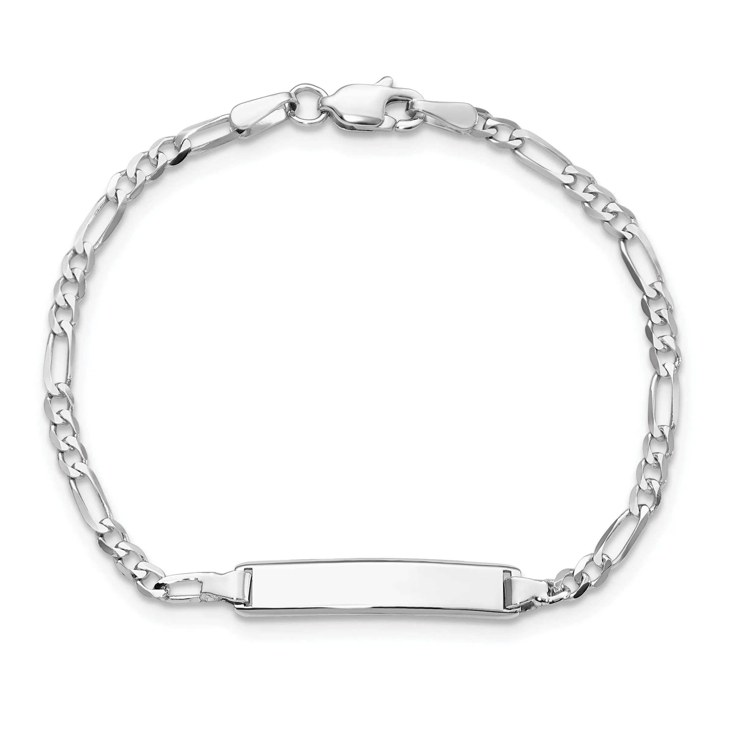 14K White Gold Children Figaro Link ID Bracelet