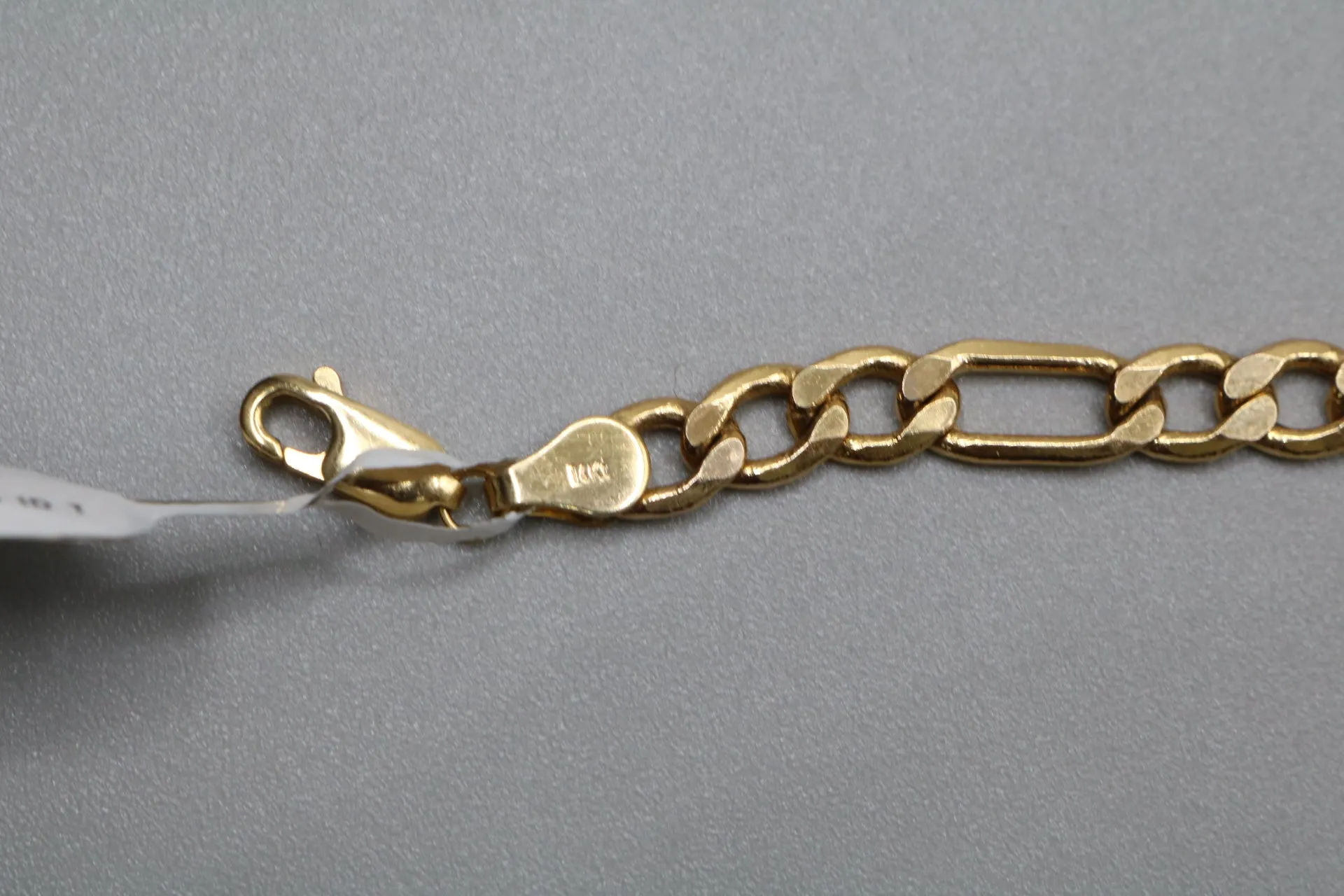 14k Yellow Gold ID Figaro Bracelet (Length 7 1/2")