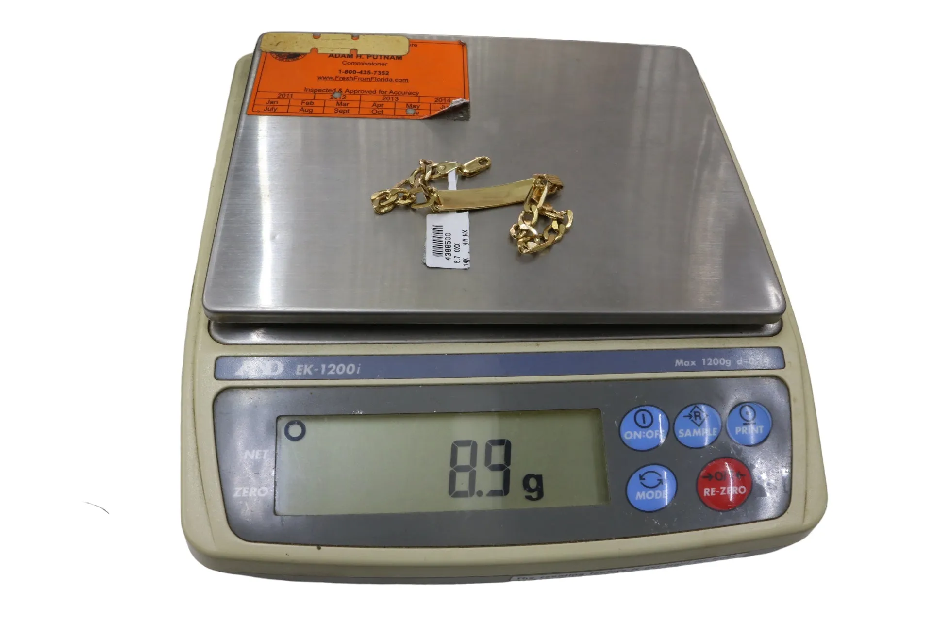 14k Yellow Gold ID Figaro Bracelet (Length 7 1/2")