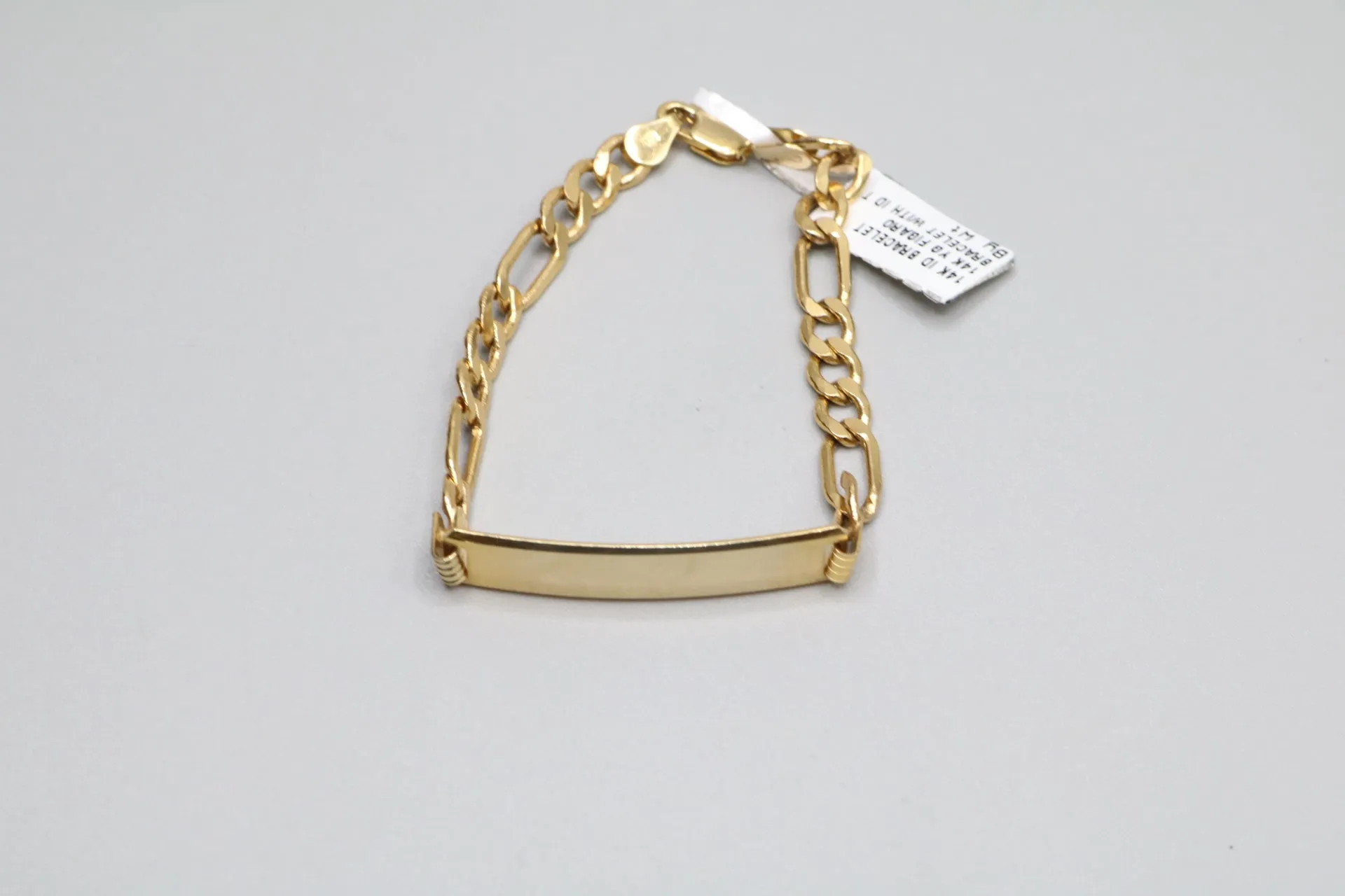 14k Yellow Gold ID Figaro Bracelet (Length 7 1/2")