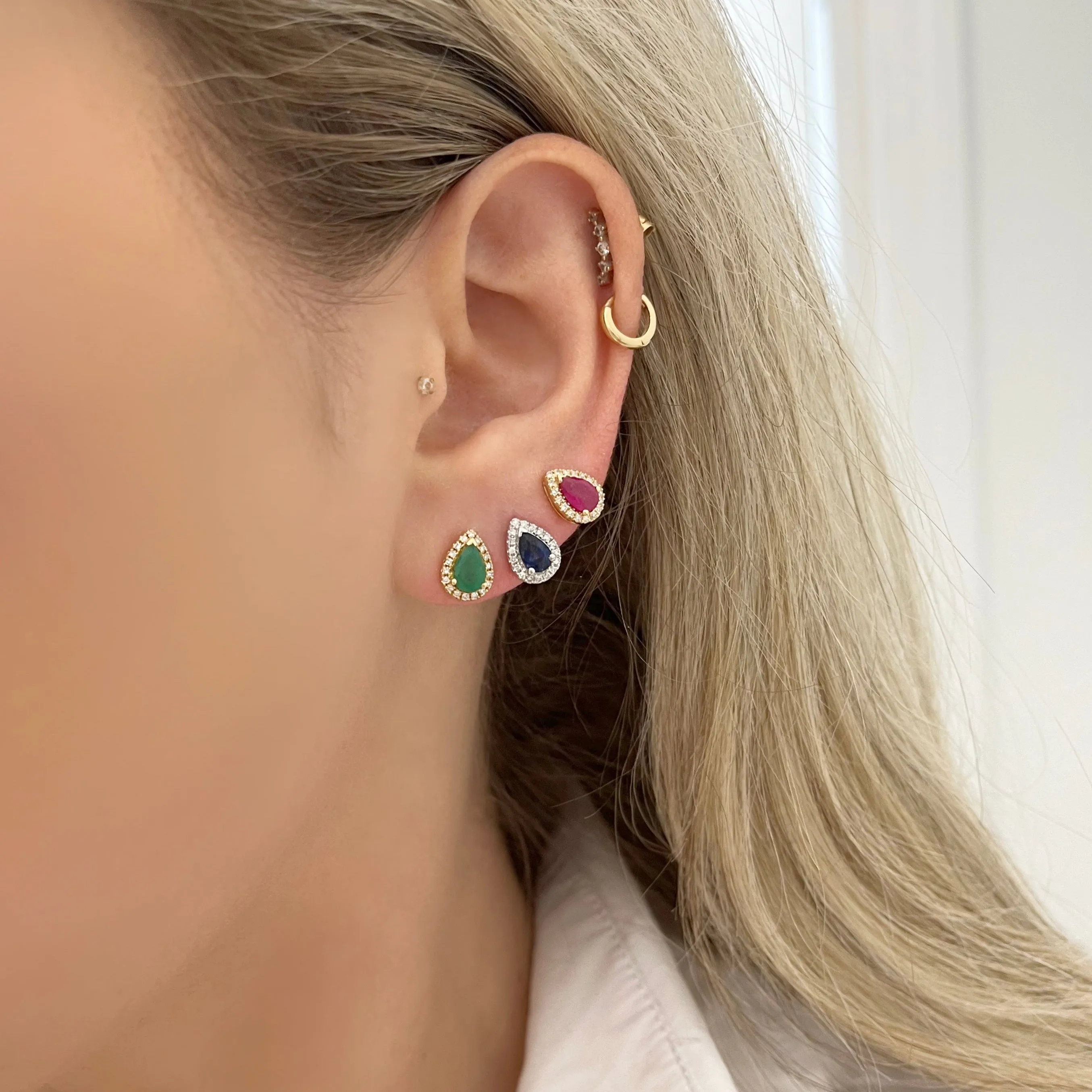 18K GOLD DIAMOND RUBY FRAN STUDS