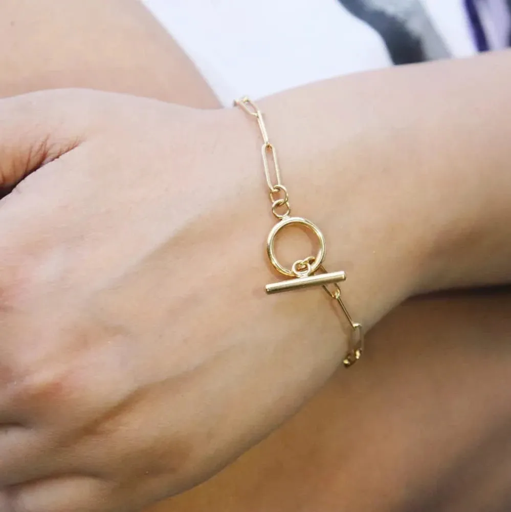 18K Gold-Filled Toggle Closure link Bracelet