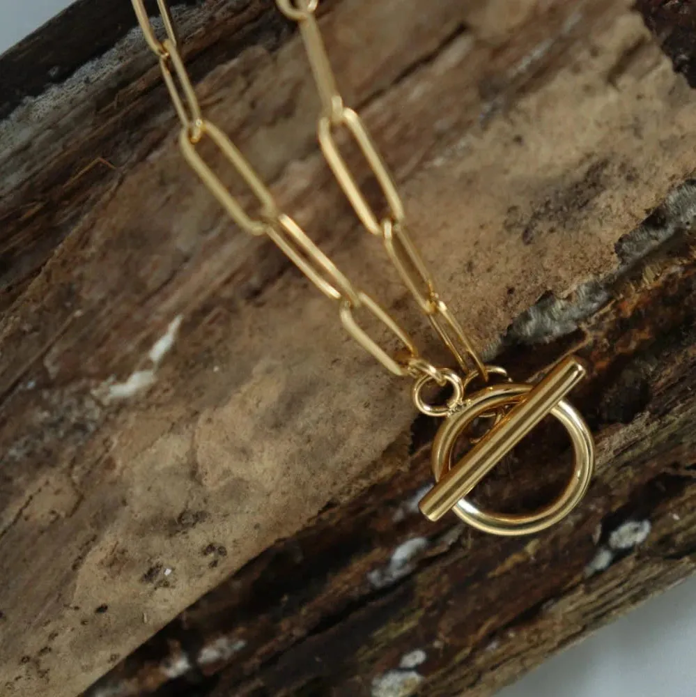 18K Gold-Filled Toggle Closure link Bracelet