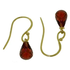 2.7 Carat 14K Solid Yellow Gold Fish Hook Earrings Natural Garnet