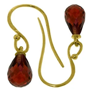 2.7 Carat 14K Solid Yellow Gold Fish Hook Earrings Natural Garnet