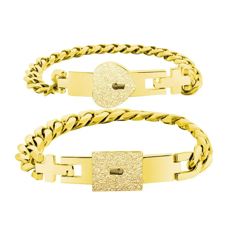 2Pcs Tone Stainless Steel Lover Heart Bracelet