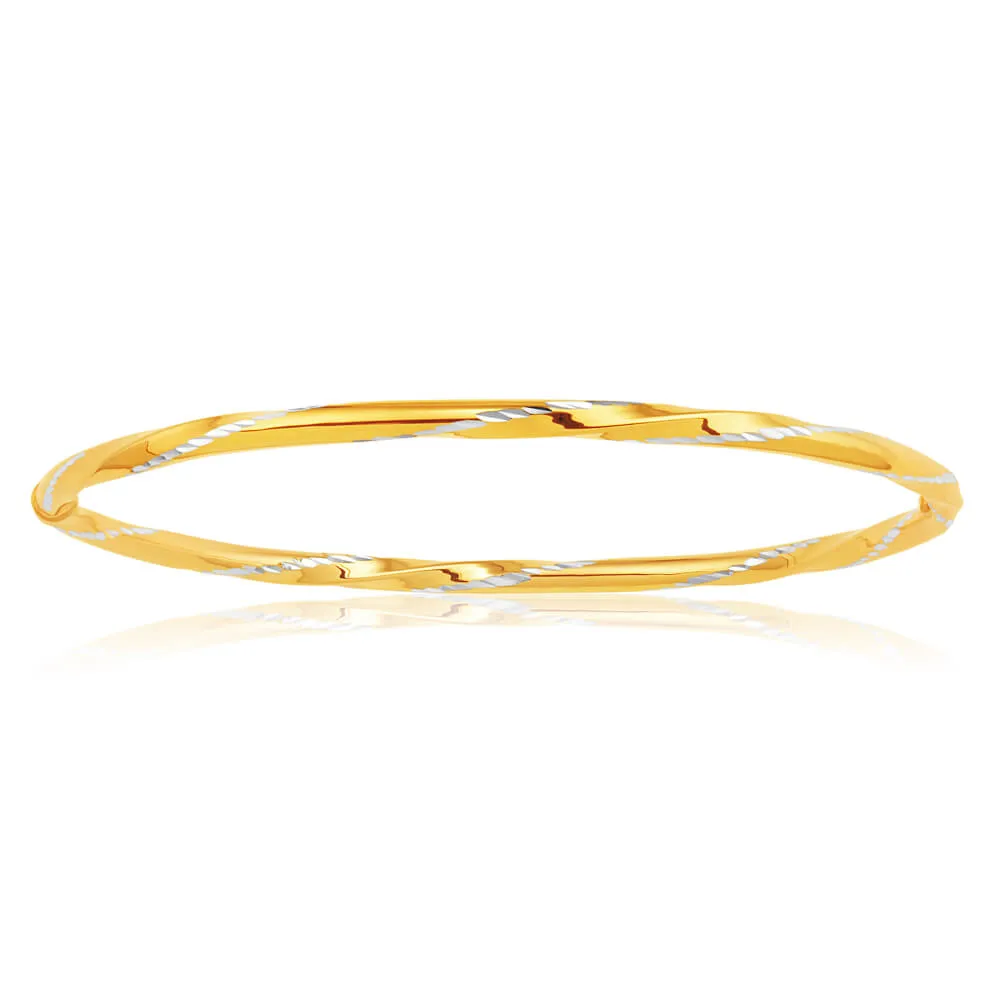 9ct Yellow Gold Silver Filled Bangle 65mm