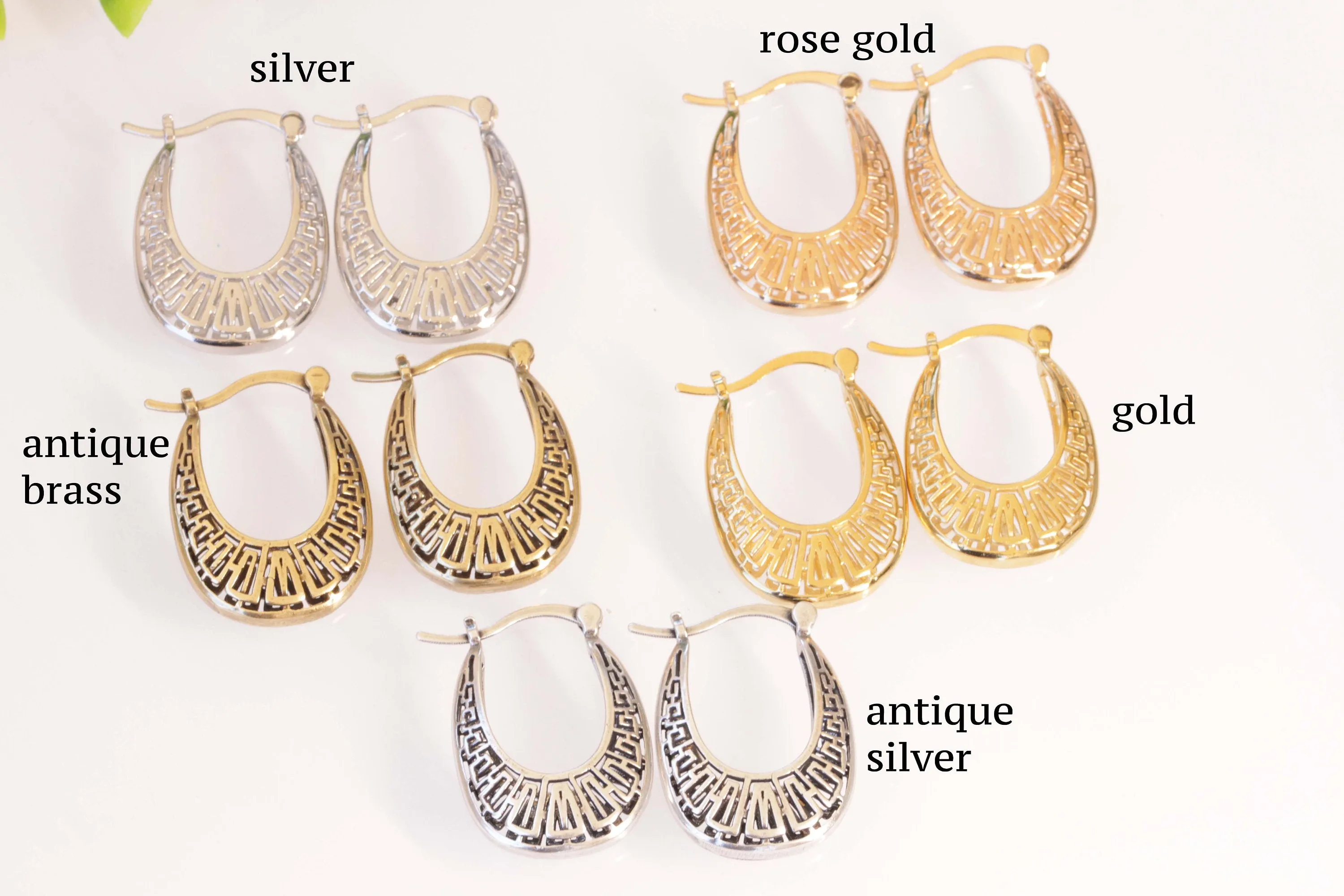 Antique Silver Hoops