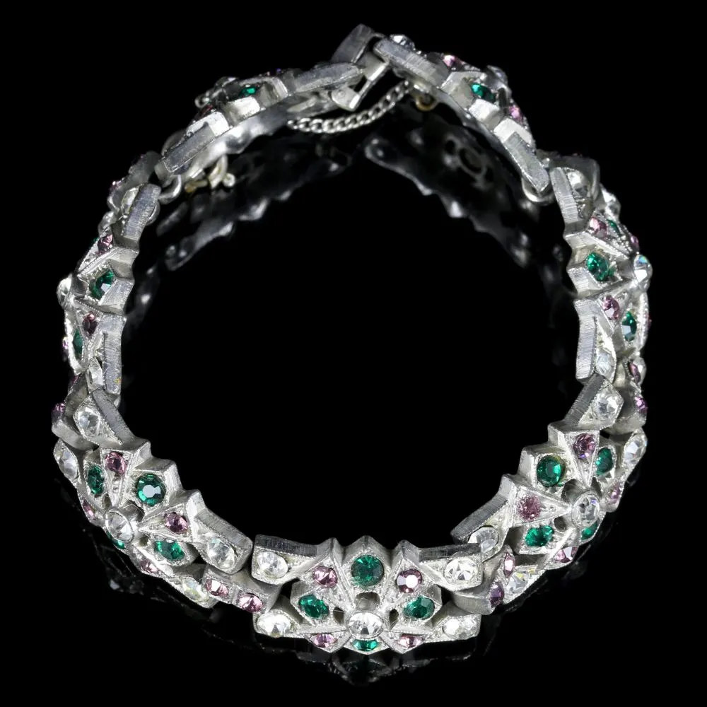Art Deco Suffragette Bracelet Paste Circa 1920
