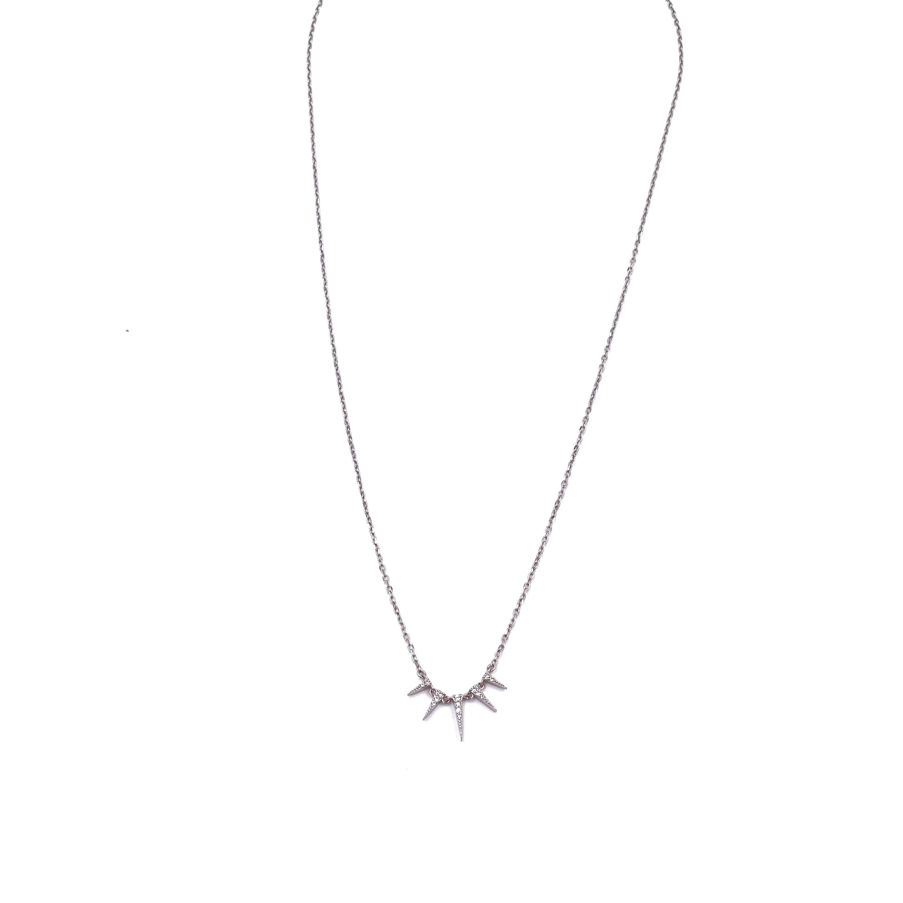 Ashley Gold Sterling Silver 5 Spike CZ Necklace