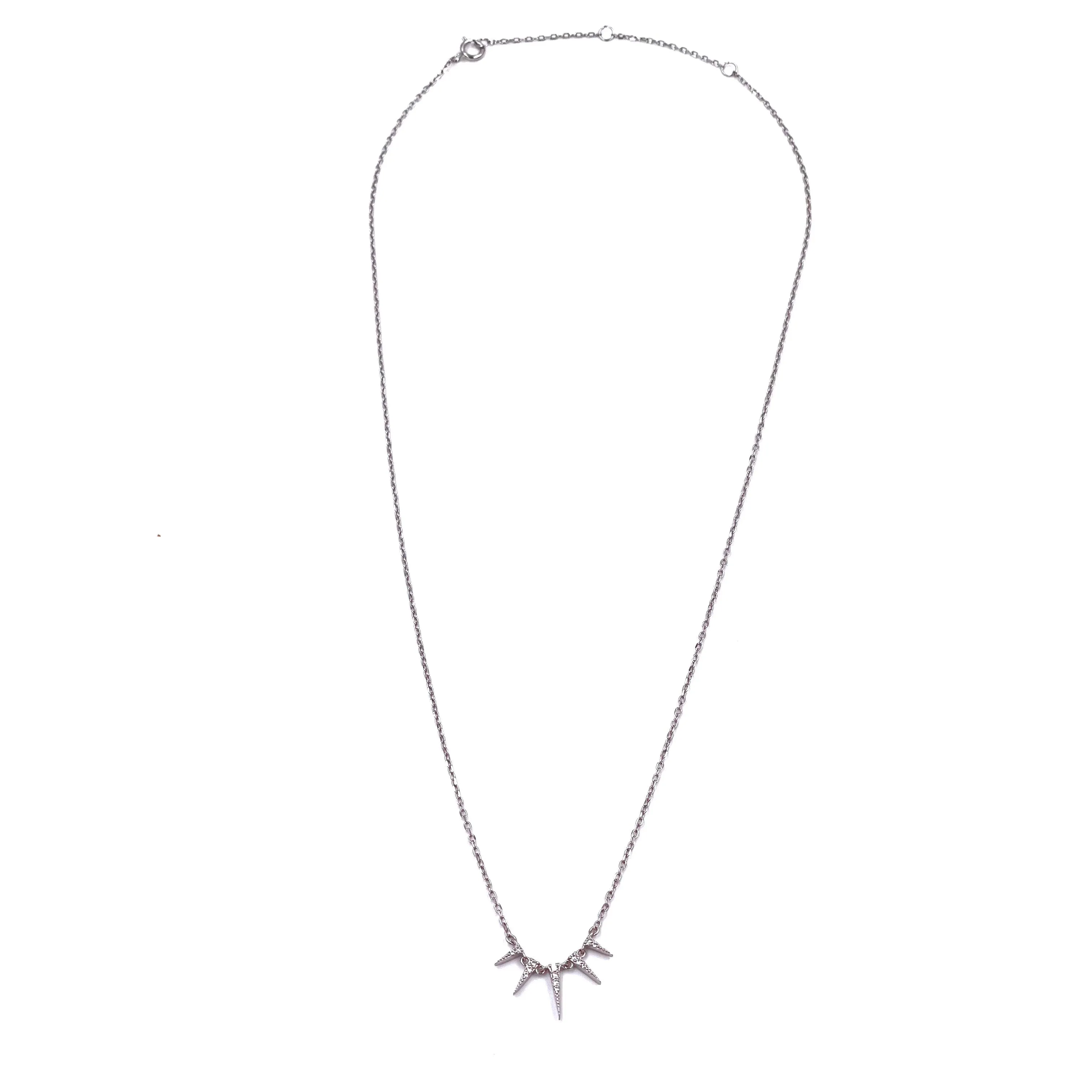 Ashley Gold Sterling Silver 5 Spike CZ Necklace