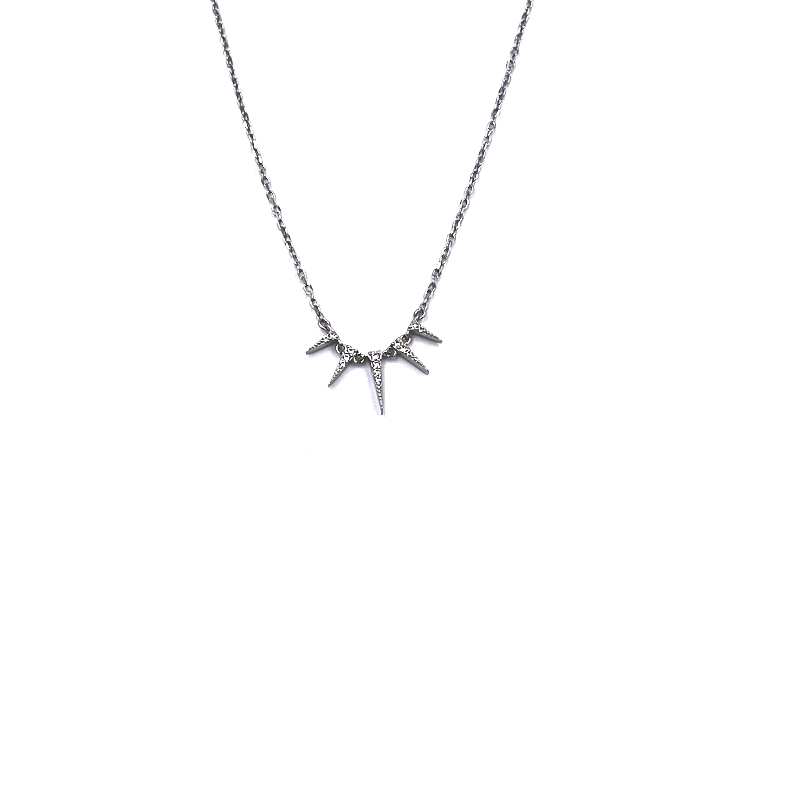 Ashley Gold Sterling Silver 5 Spike CZ Necklace