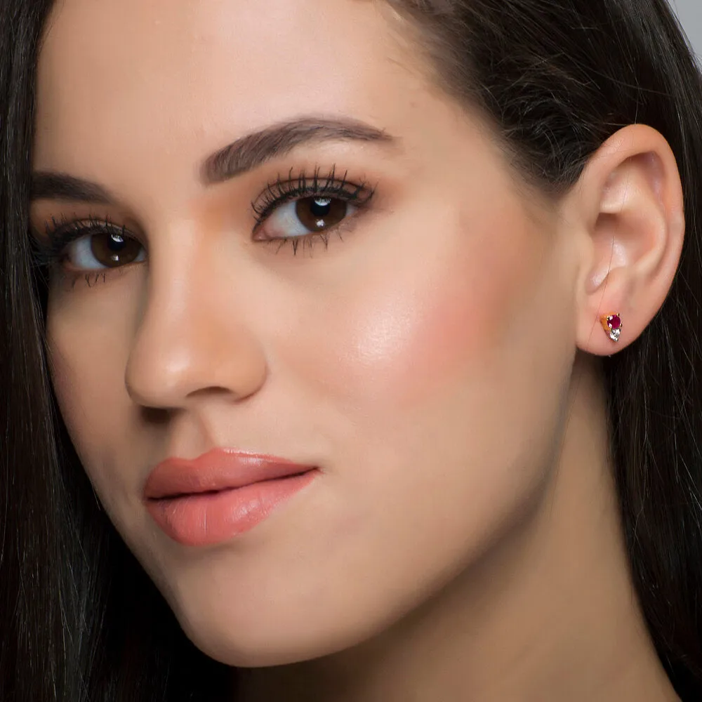 Astrid, Ruby Diamond Studs 14k Gold