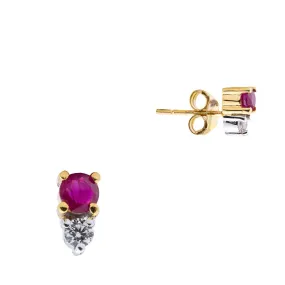 Astrid, Ruby Diamond Studs 14k Gold