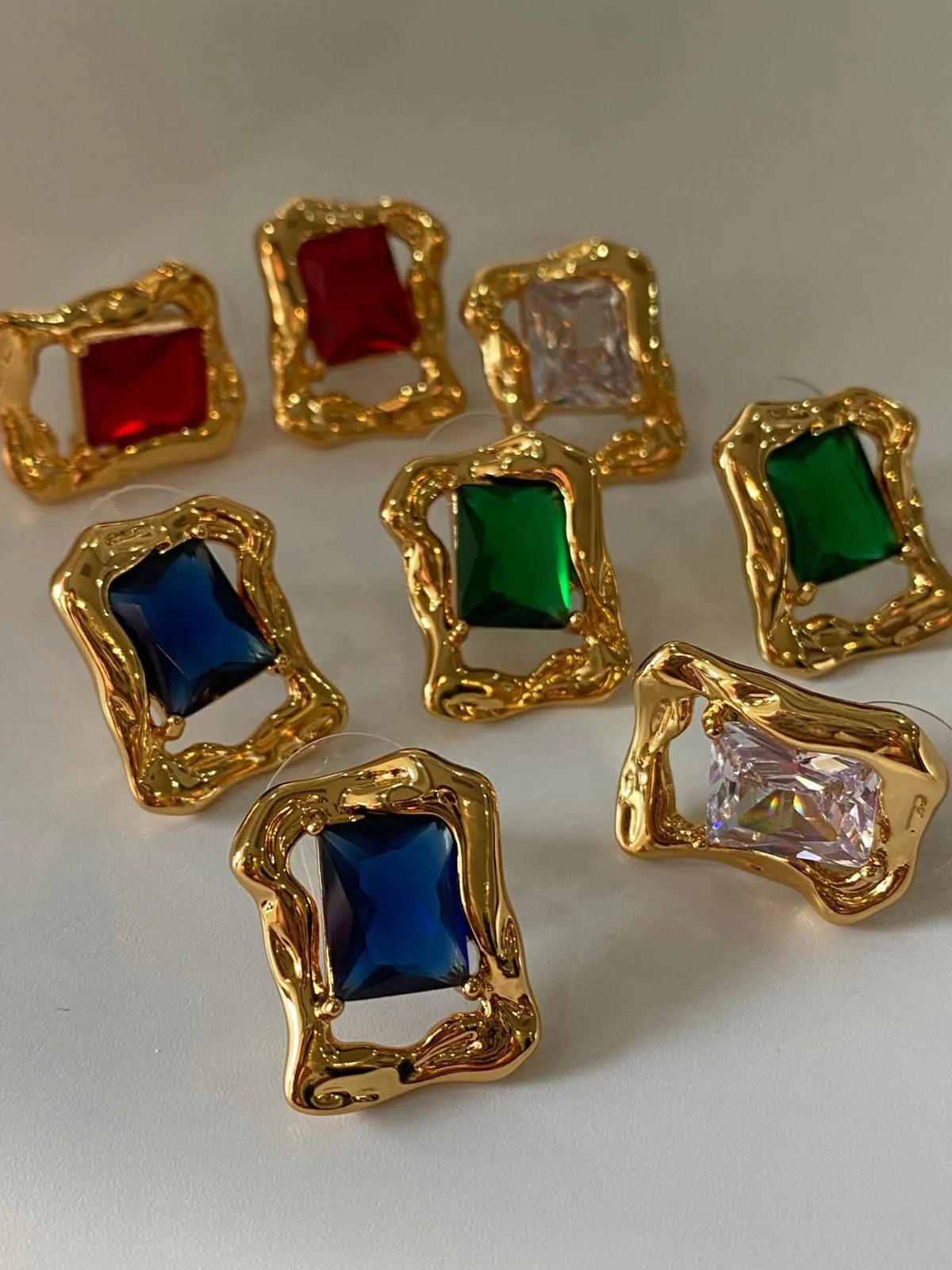 Baguette Colored Zircon Earrings