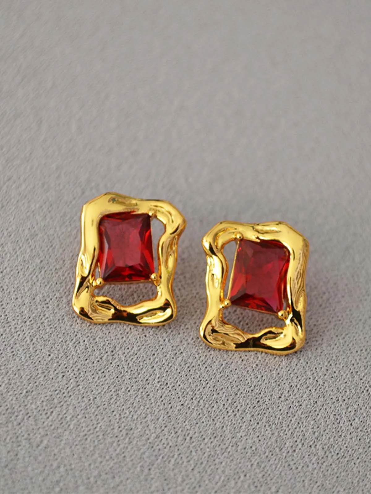 Baguette Colored Zircon Earrings