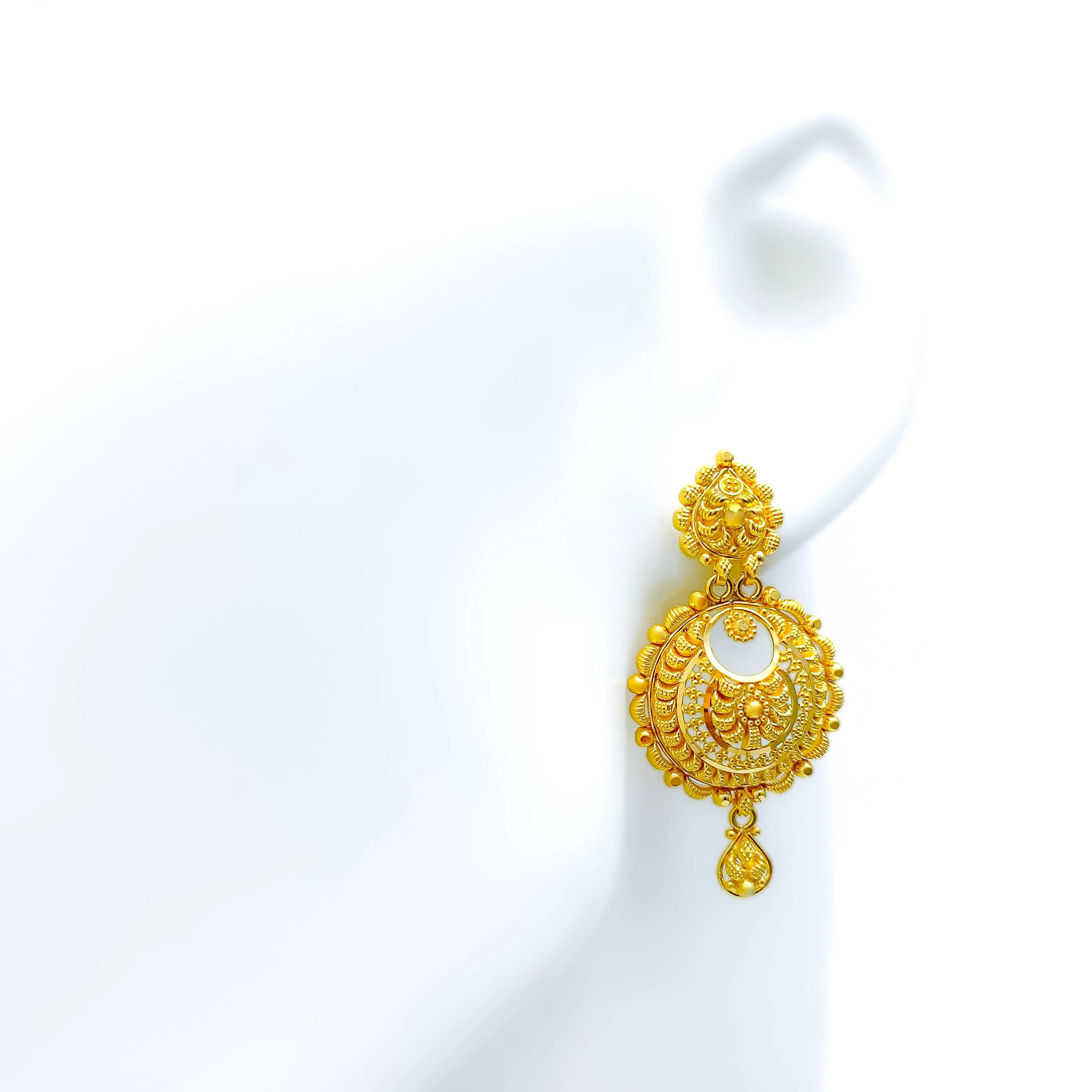 Beautiful Domed Crescent 22k Gold Earrings