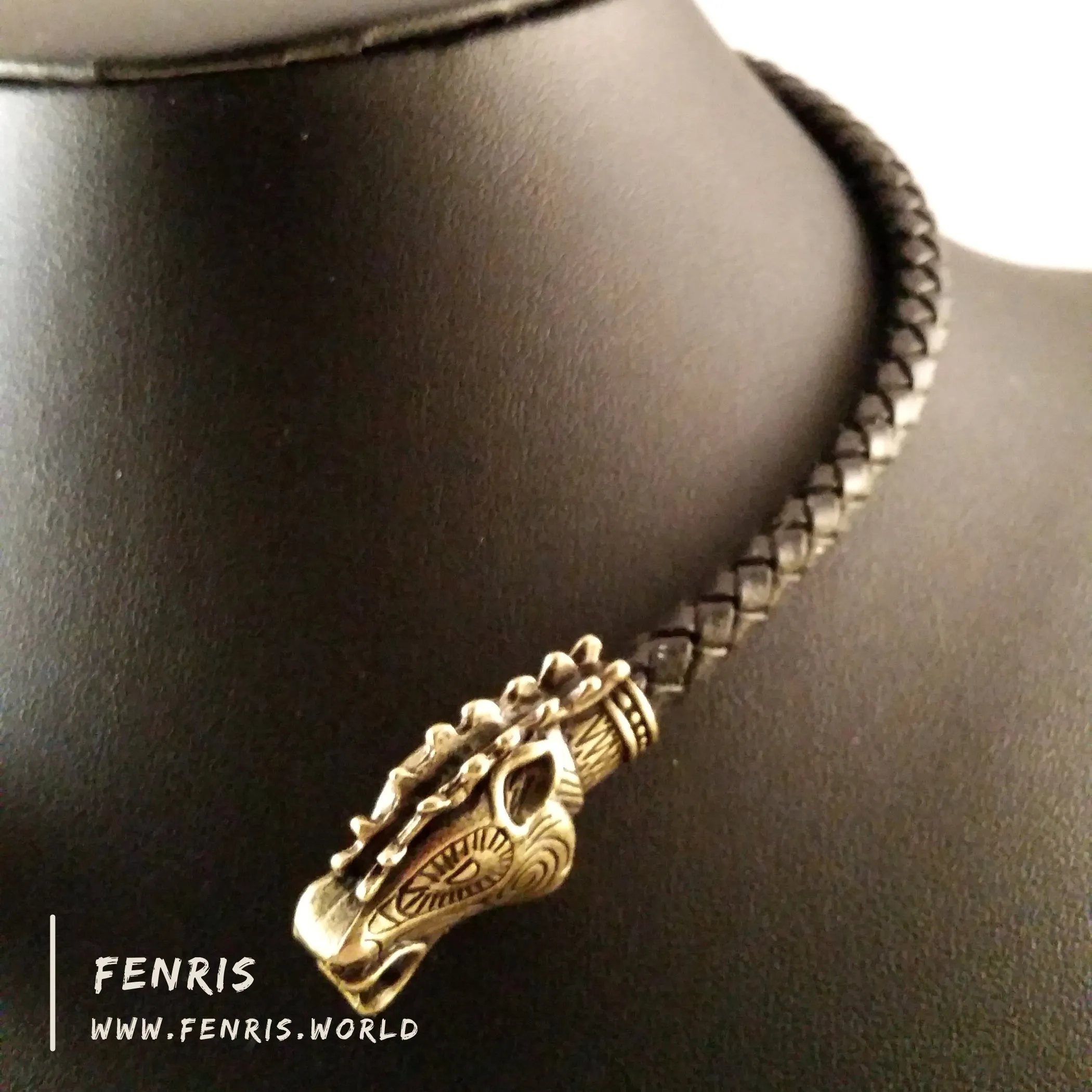 Bronze Torc Stag Black Leather | Fenris