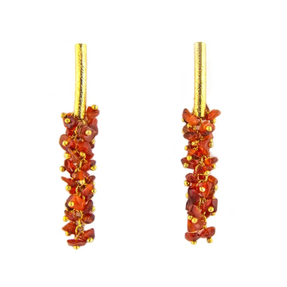 Carnelian Gold Plated 18K Gold Earrings