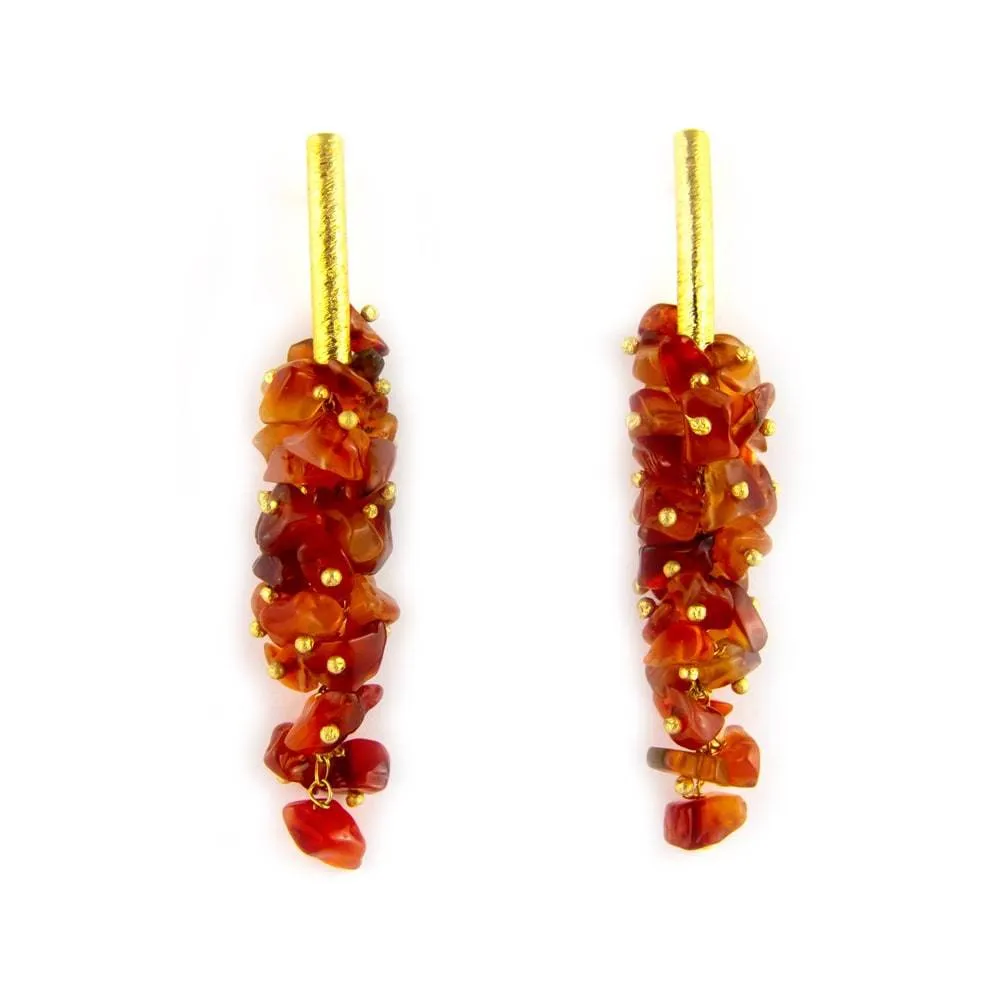 Carnelian Gold Plated 18K Gold Earrings
