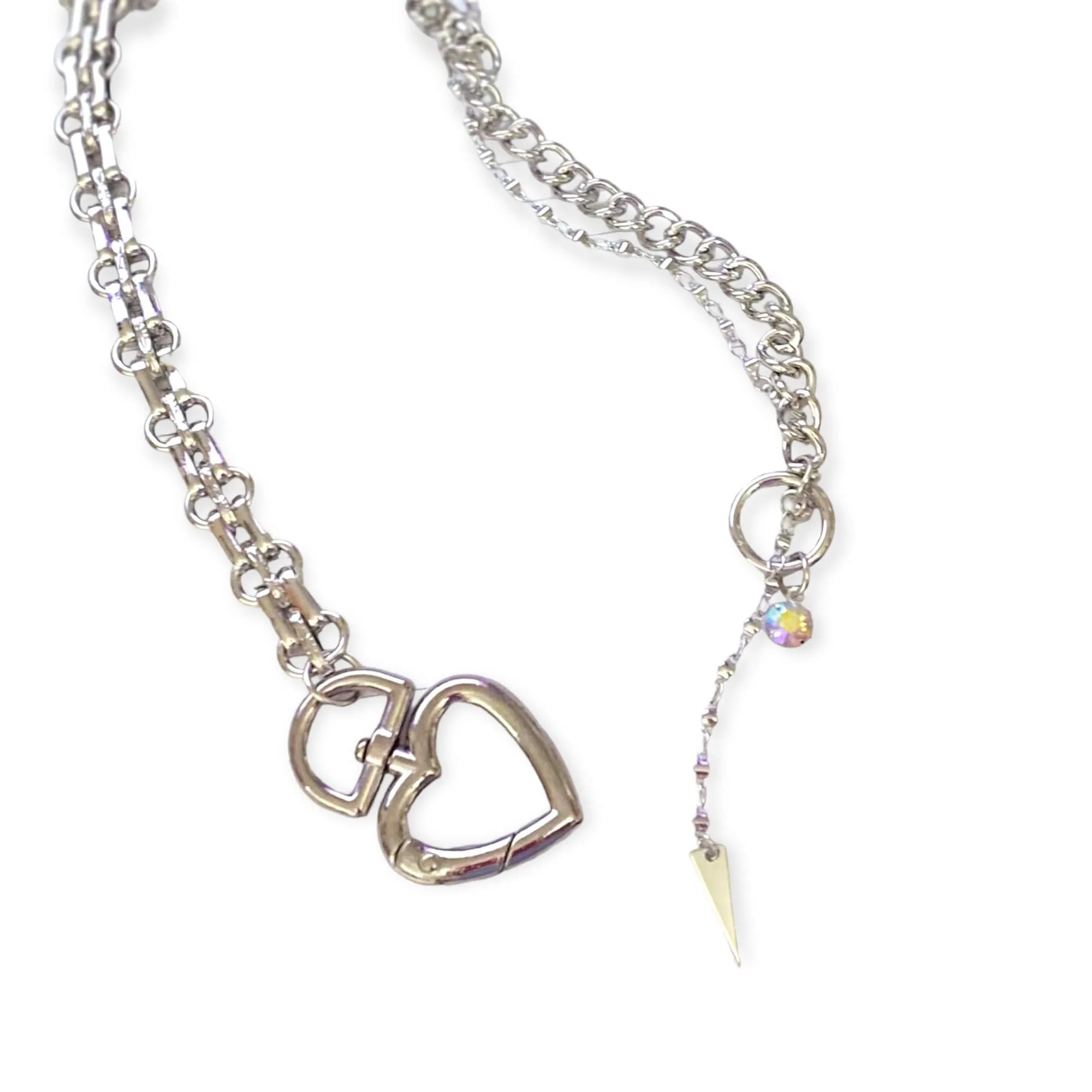 Chunky Heart Charming Chain Necklace