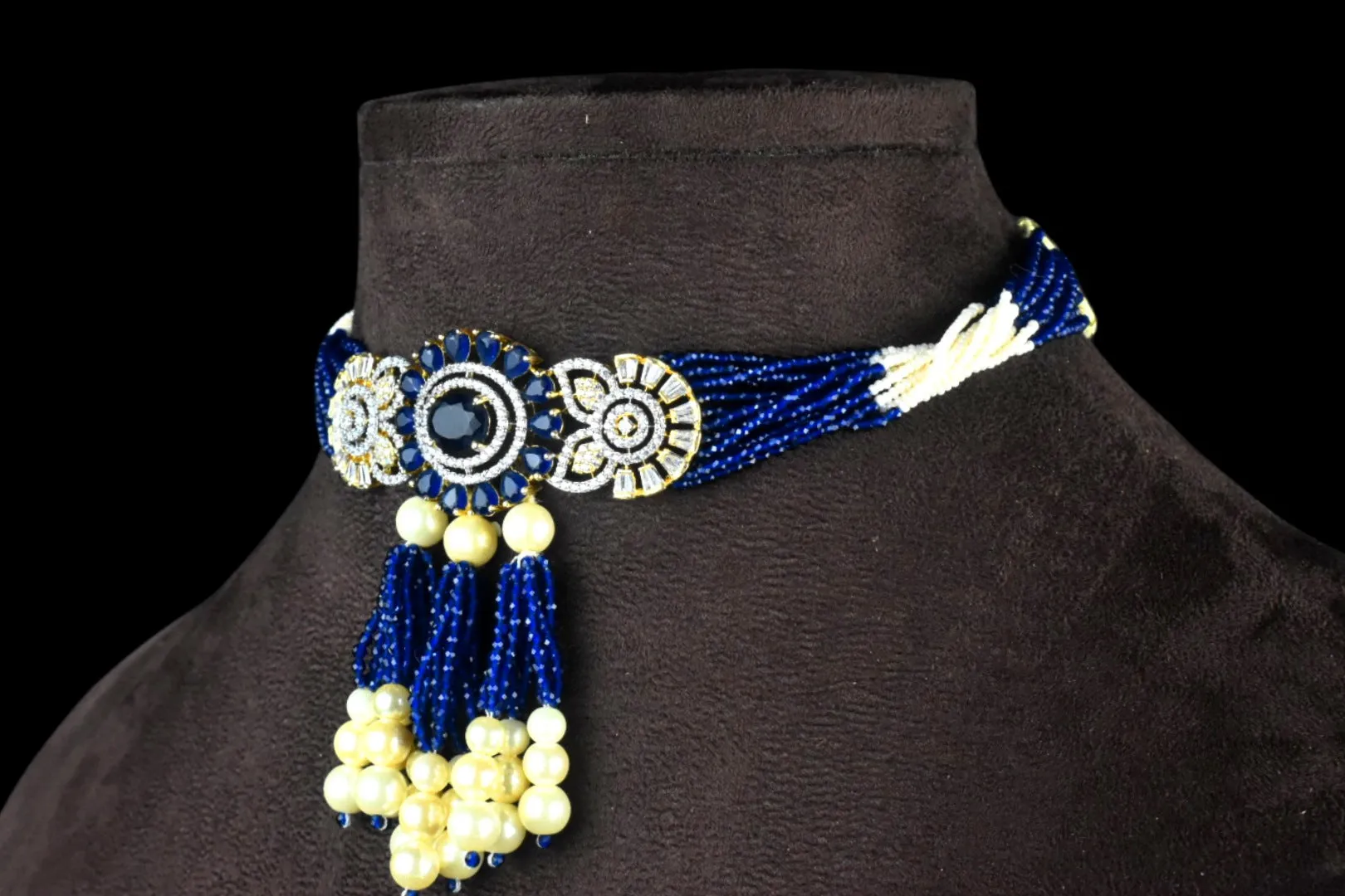 Classy American Diamonds Beads Choker Set By Asp Fashion Jewellery