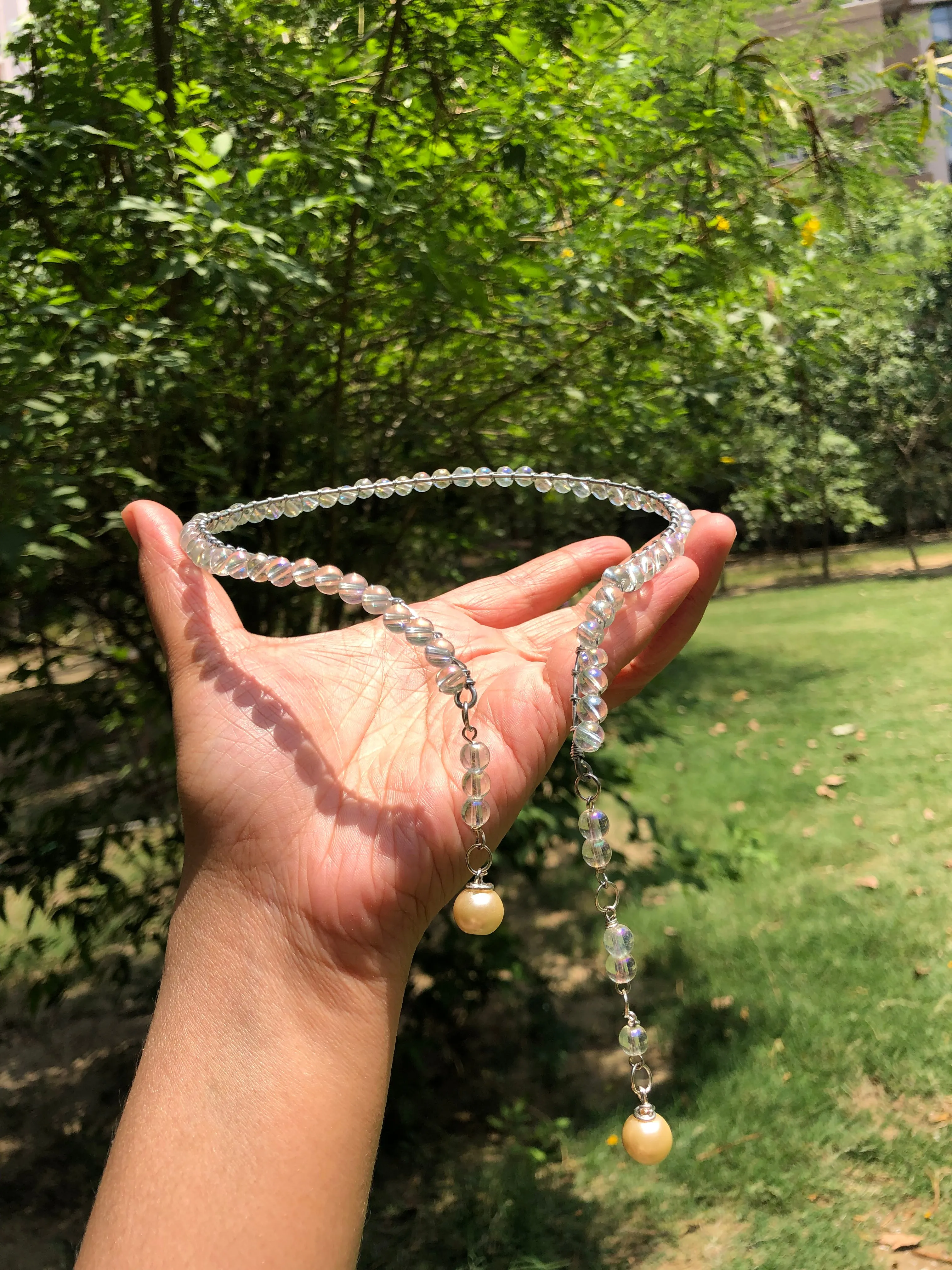Clear crystal choker necklace