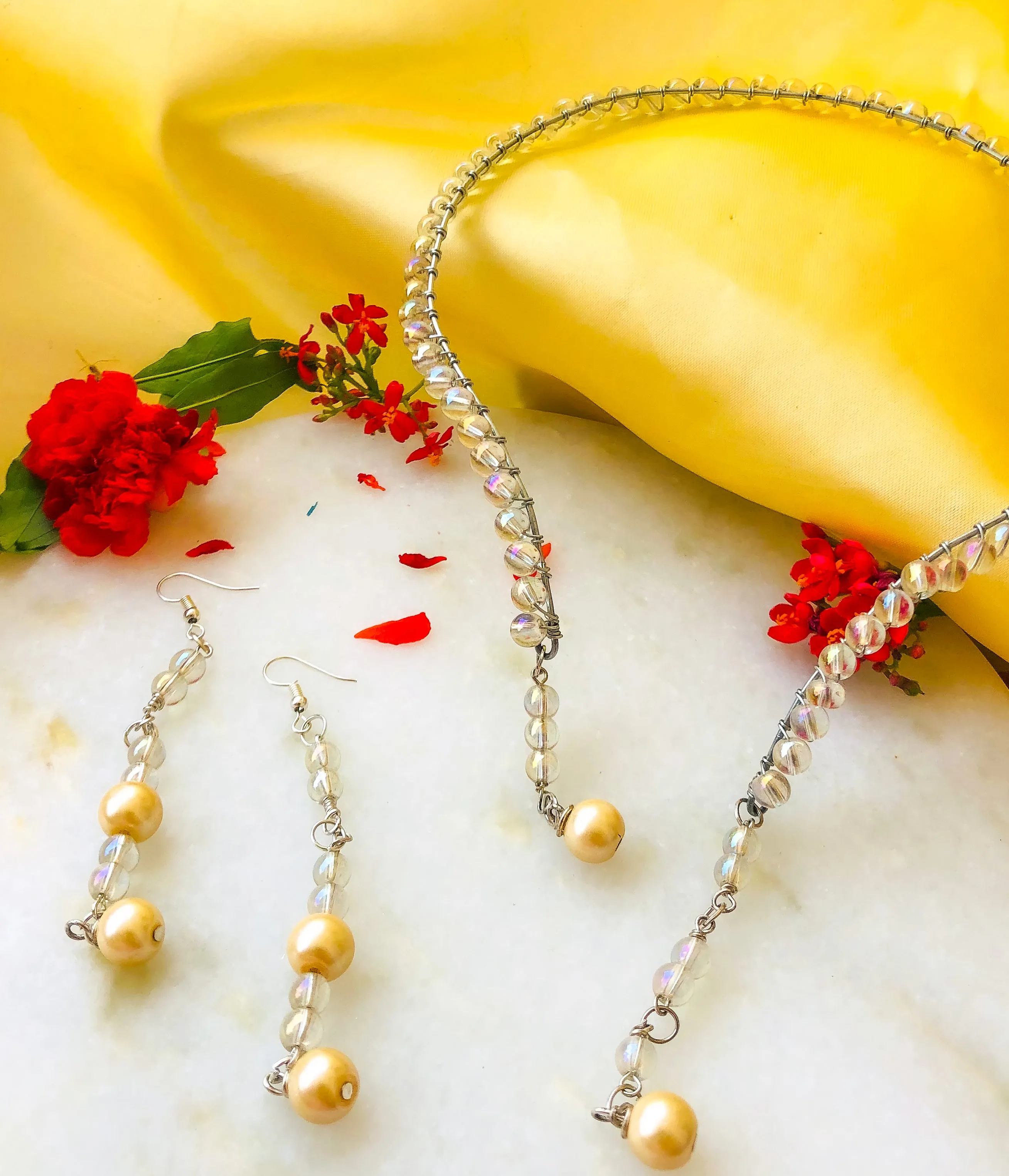 Clear crystal choker necklace