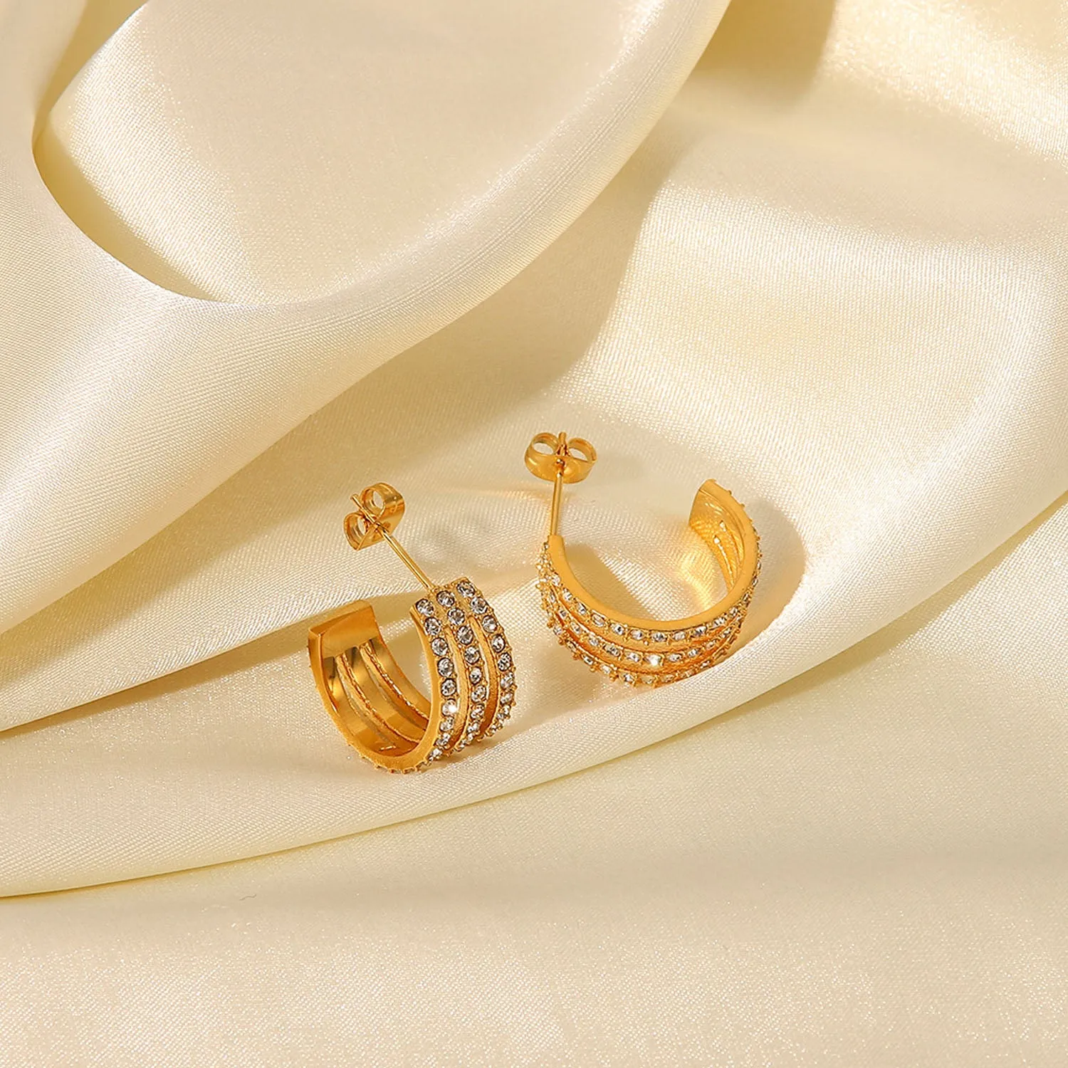 Crystal Blooms Hoop Earrings
