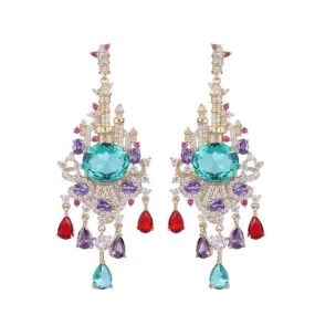 Cubic Zircon Vintage Style Castle Earring for Women,Crystals Girls Party ,Promt Earrings Jewelry Accessories LYG114