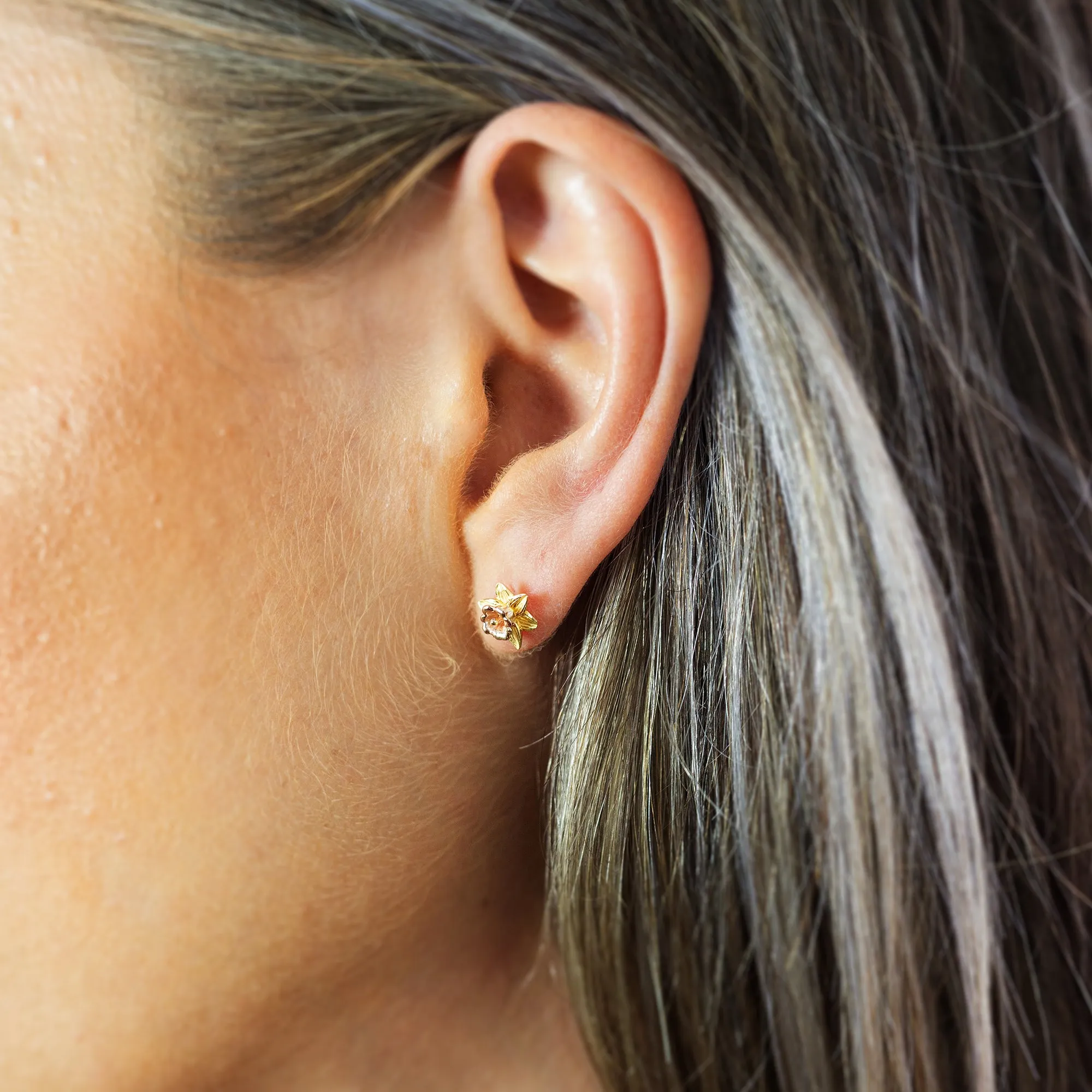 Daffodil Gold Vermeil Silver Studs