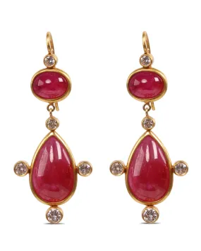 Diamond and Ruby Drop Earrings