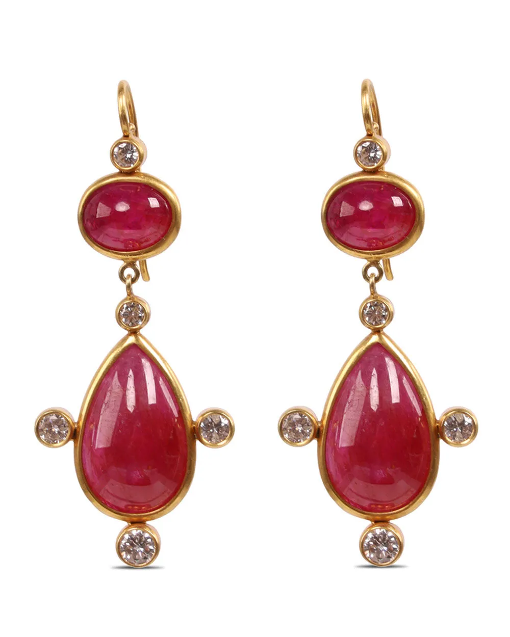 Diamond and Ruby Drop Earrings