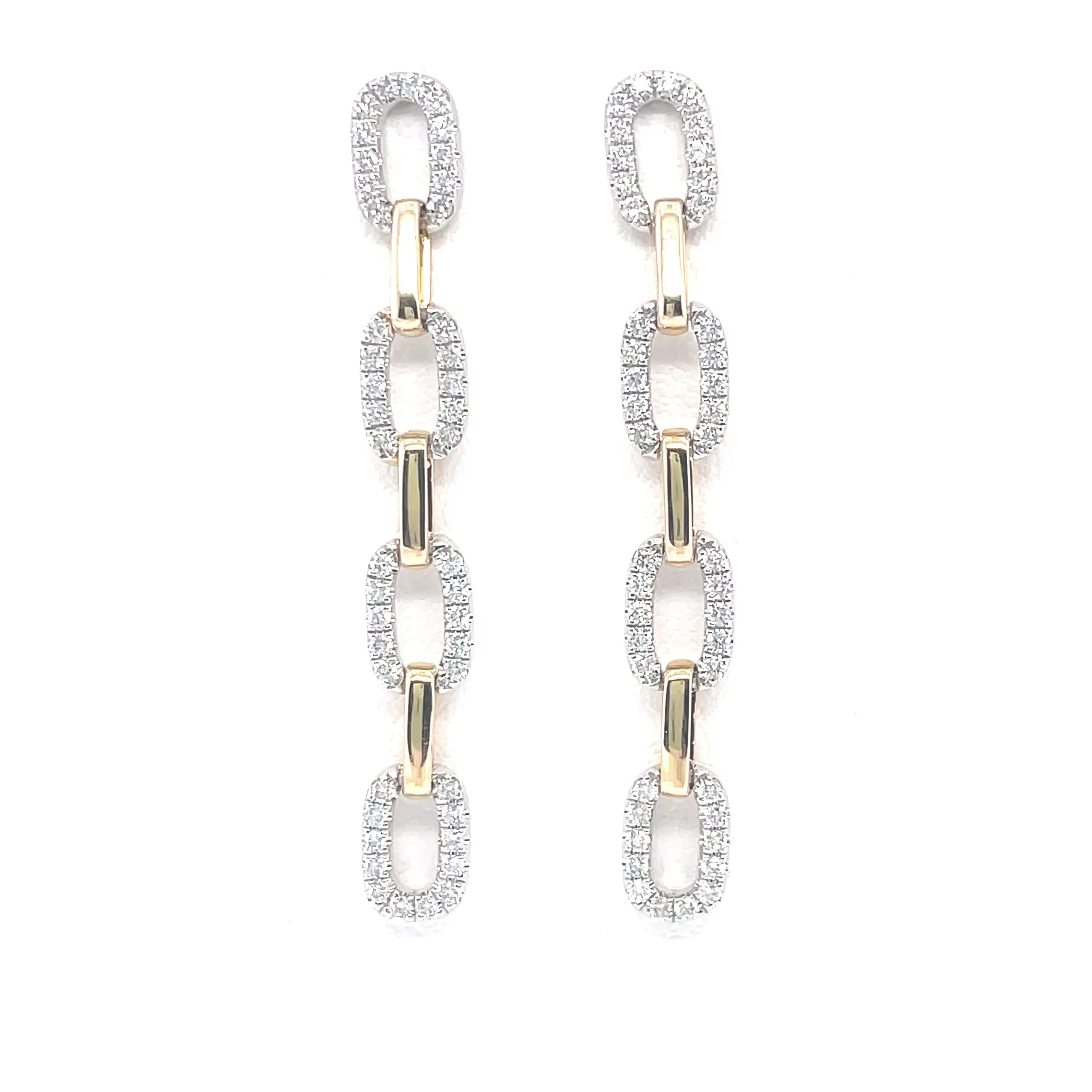 Diamond Pave Chain Link Dangle Earrings