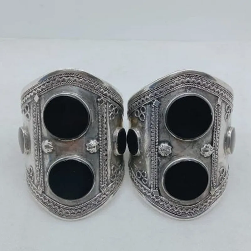 Double Stone Tribal  Boho Cuff Bracelet