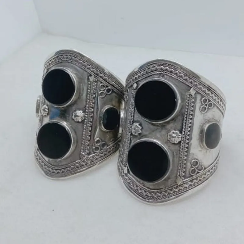 Double Stone Tribal  Boho Cuff Bracelet