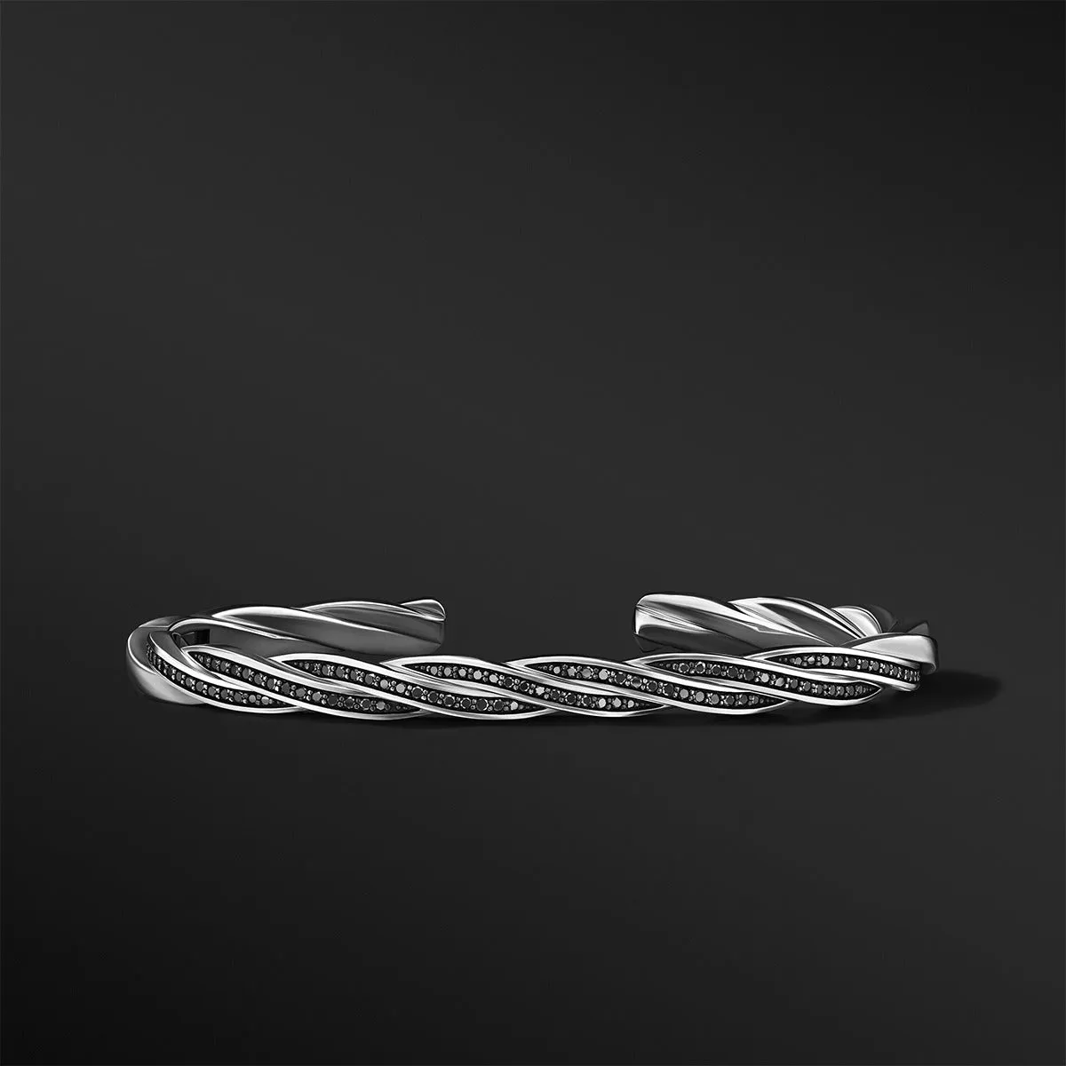 DY Helios Cuff Bracelet in Sterling Silver with Pave Black Diamonds