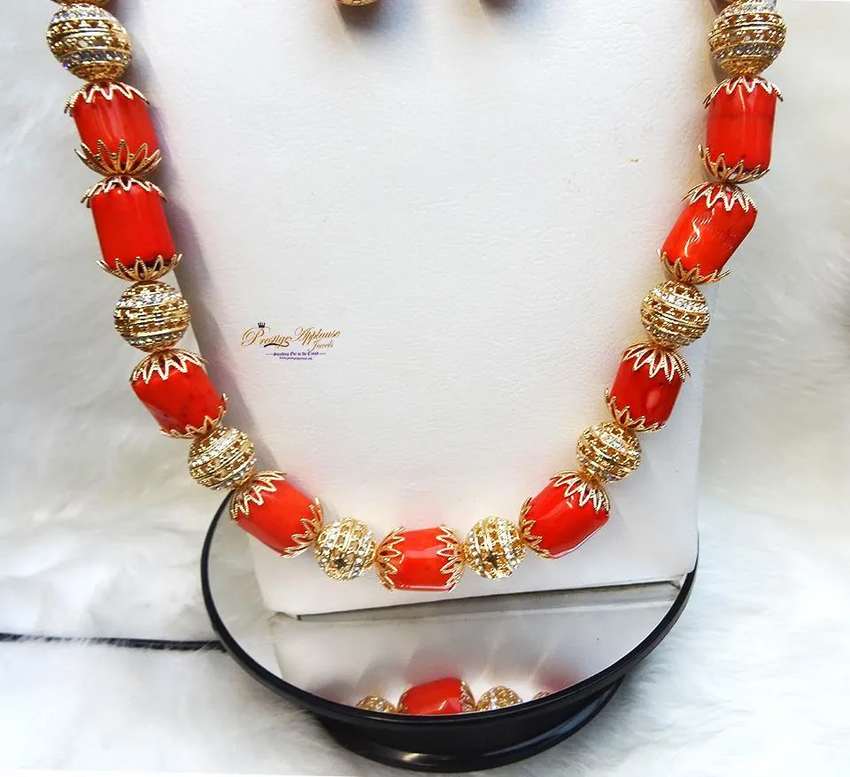 Elegant Original Coral Beads Jewellery Set