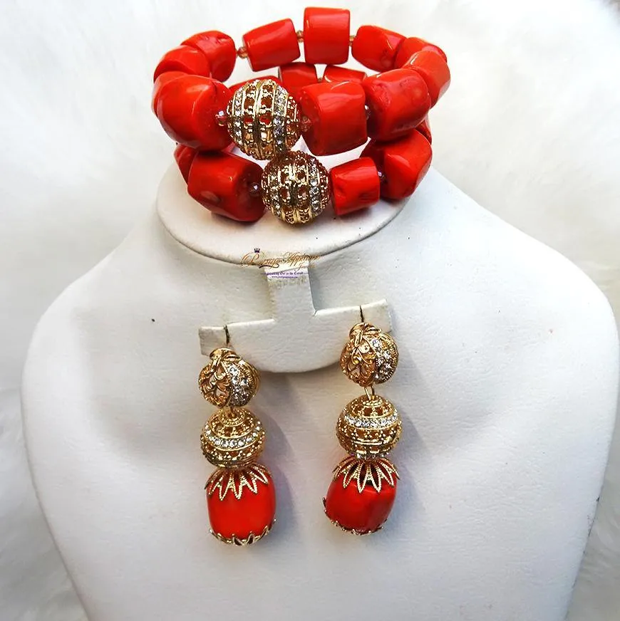 Elegant Original Coral Beads Jewellery Set