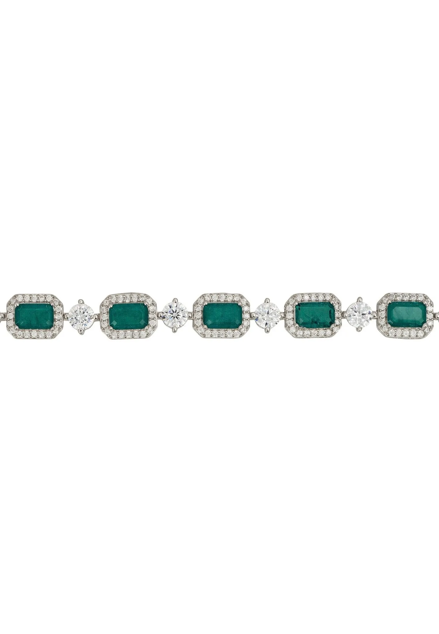 Elena Gemstone Bracelet Emerald Silver