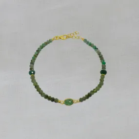 Emerald and Gold Beaded Bracelet