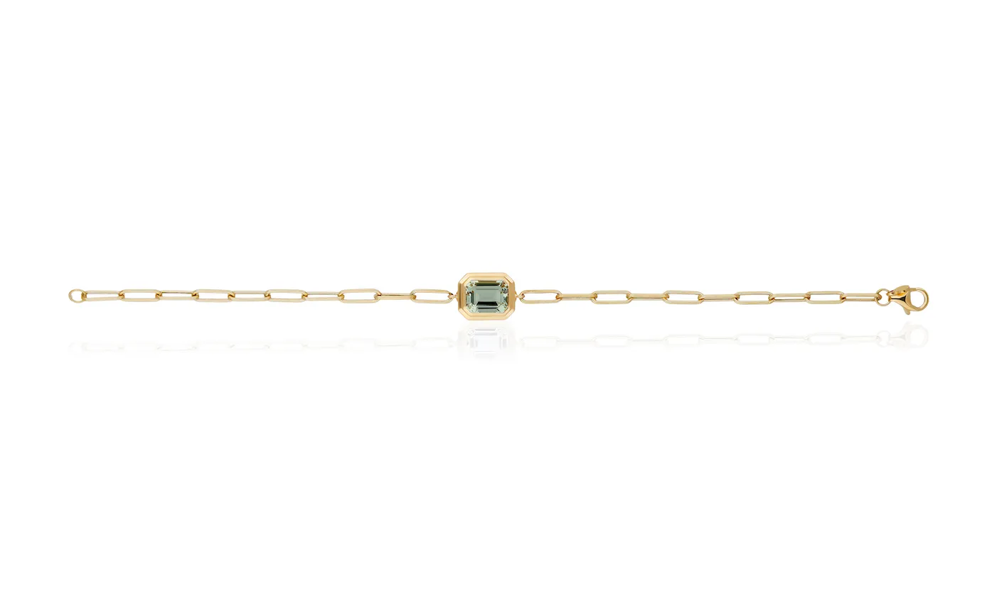 Emerald-Cut Bezel Stone Link Bracelet