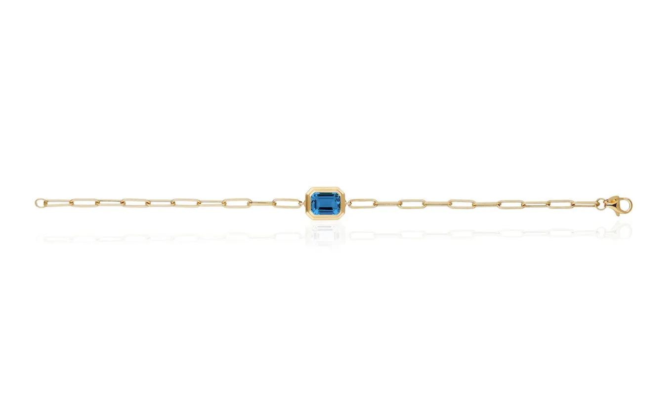 Emerald-Cut Bezel Stone Link Bracelet