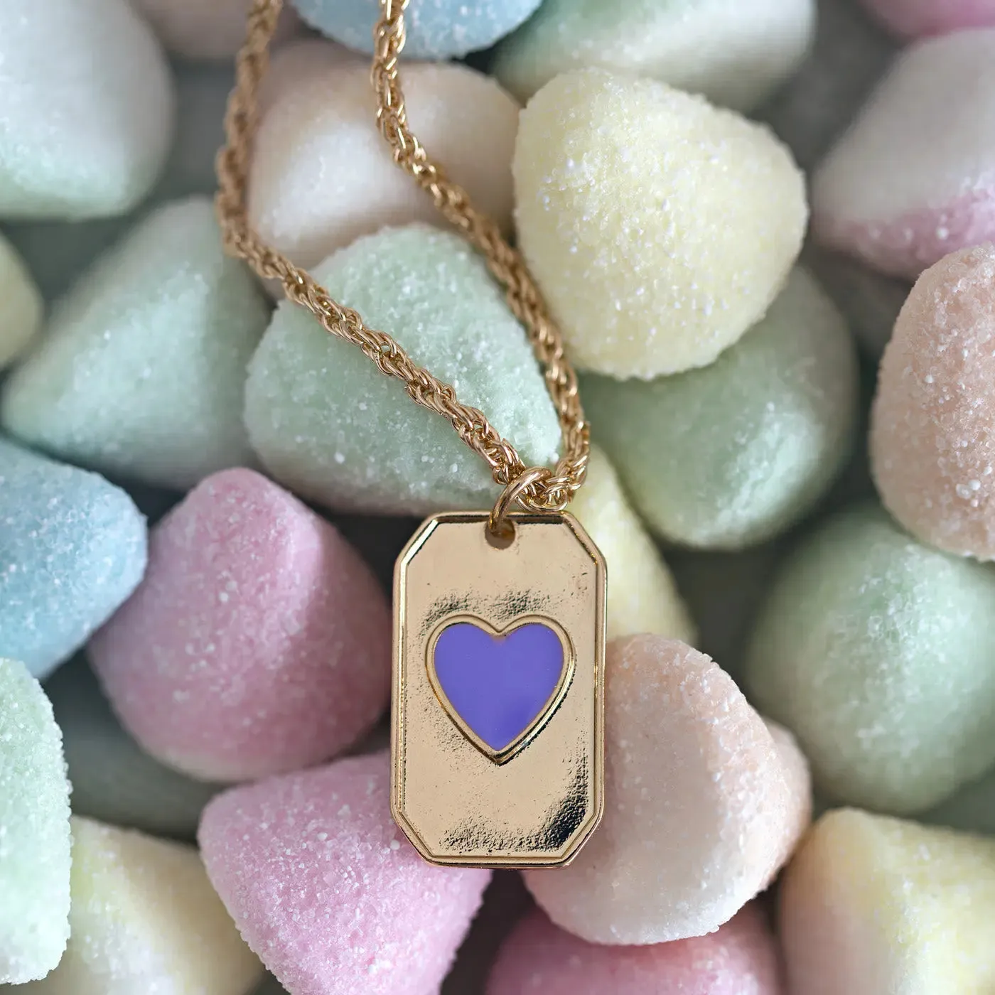 Enamel Heart Plate Necklace